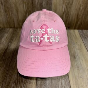 Breast Cancer Awareness "Save the Ta Tas" Pink Baseball Cap Hat - Pink Ribbon